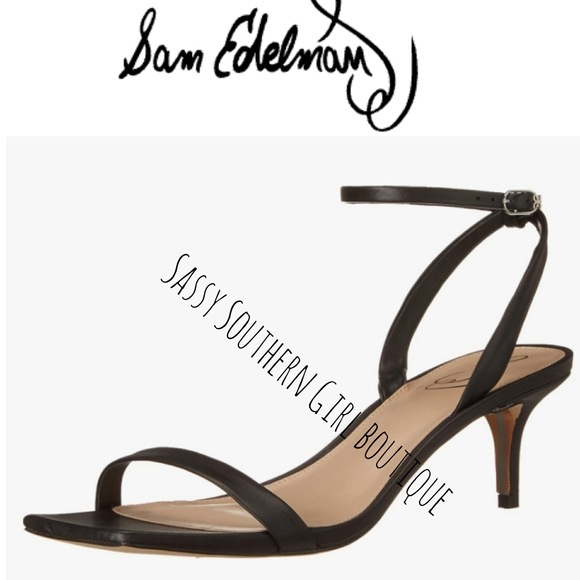 🆕⭐Sam Edelman black leather kitten heel sandals - Picture 1 of 11